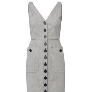 LK Bennett Black and White Striped Button-Front Pinafore Dress